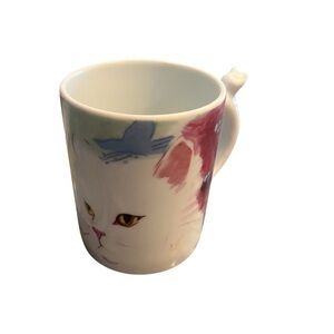 Cat Mug Pink Blue Floral Kitty Handle 1985 Minou-ettes Coeur Vintage Portugal